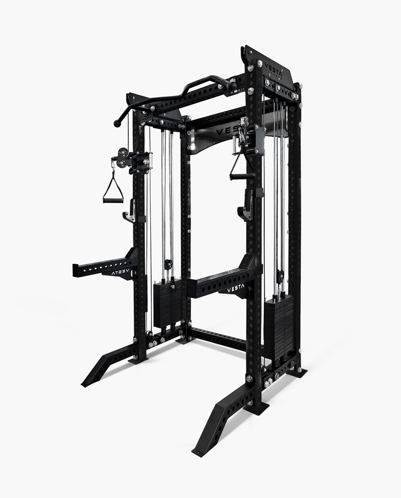 PRO SERIES 2IN1 Ultimate Half Rack Functional Trainer Combo 160 lb Black