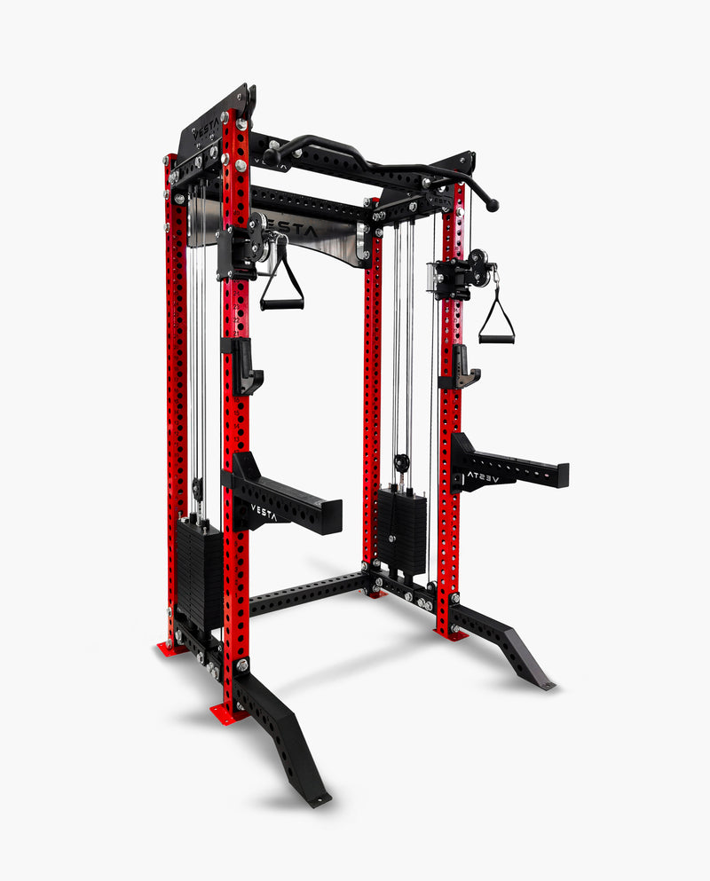 PRO SERIES 2IN1 Ultimate Half Rack Functional Trainer Combo - RED 160 lb