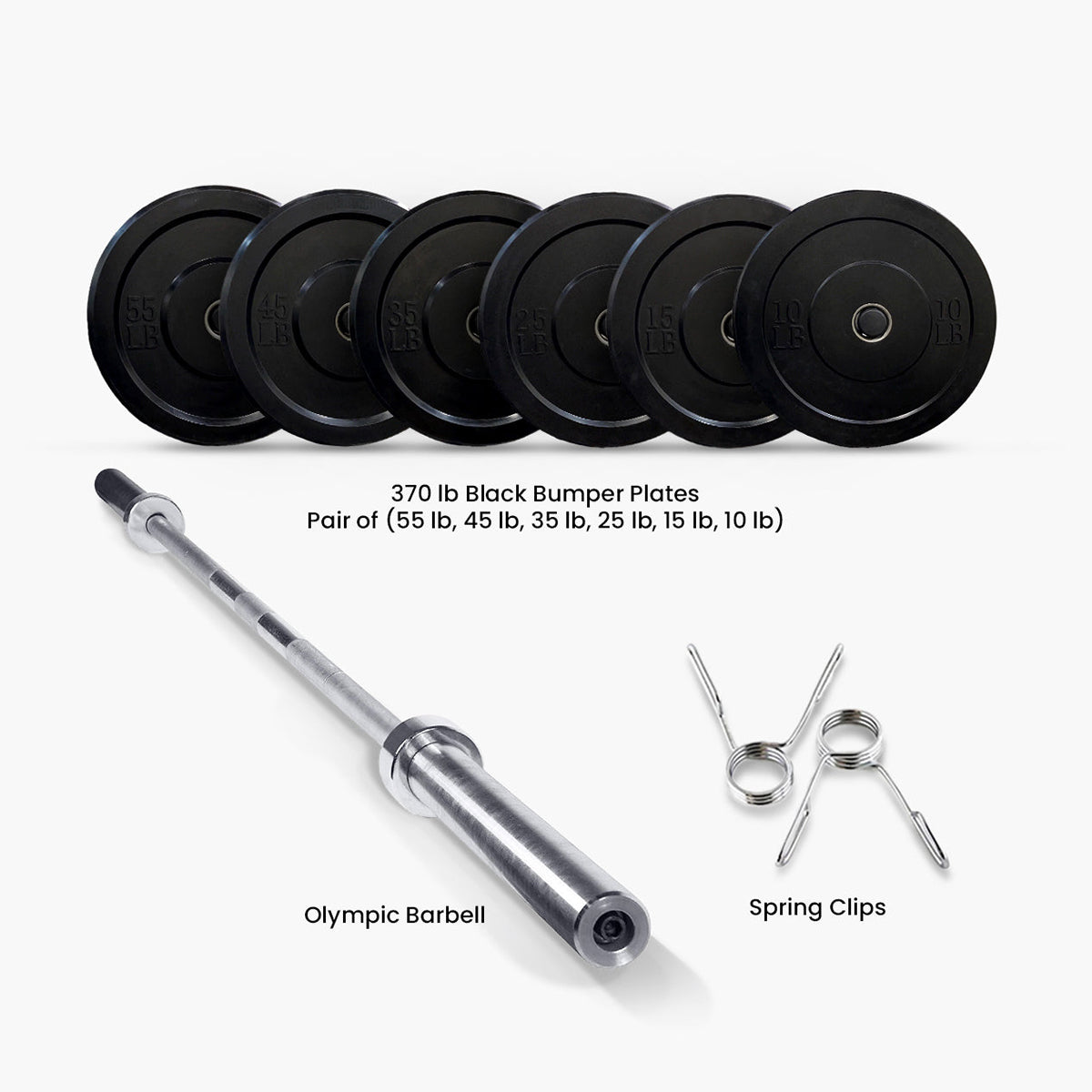 Black Bumper Plates and Olympic Barbell | Vesta Fitness