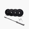 Black Bumper Plates and Olympic Barbell