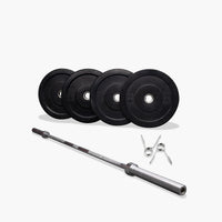 Black Bumper Plates and Olympic Barbell