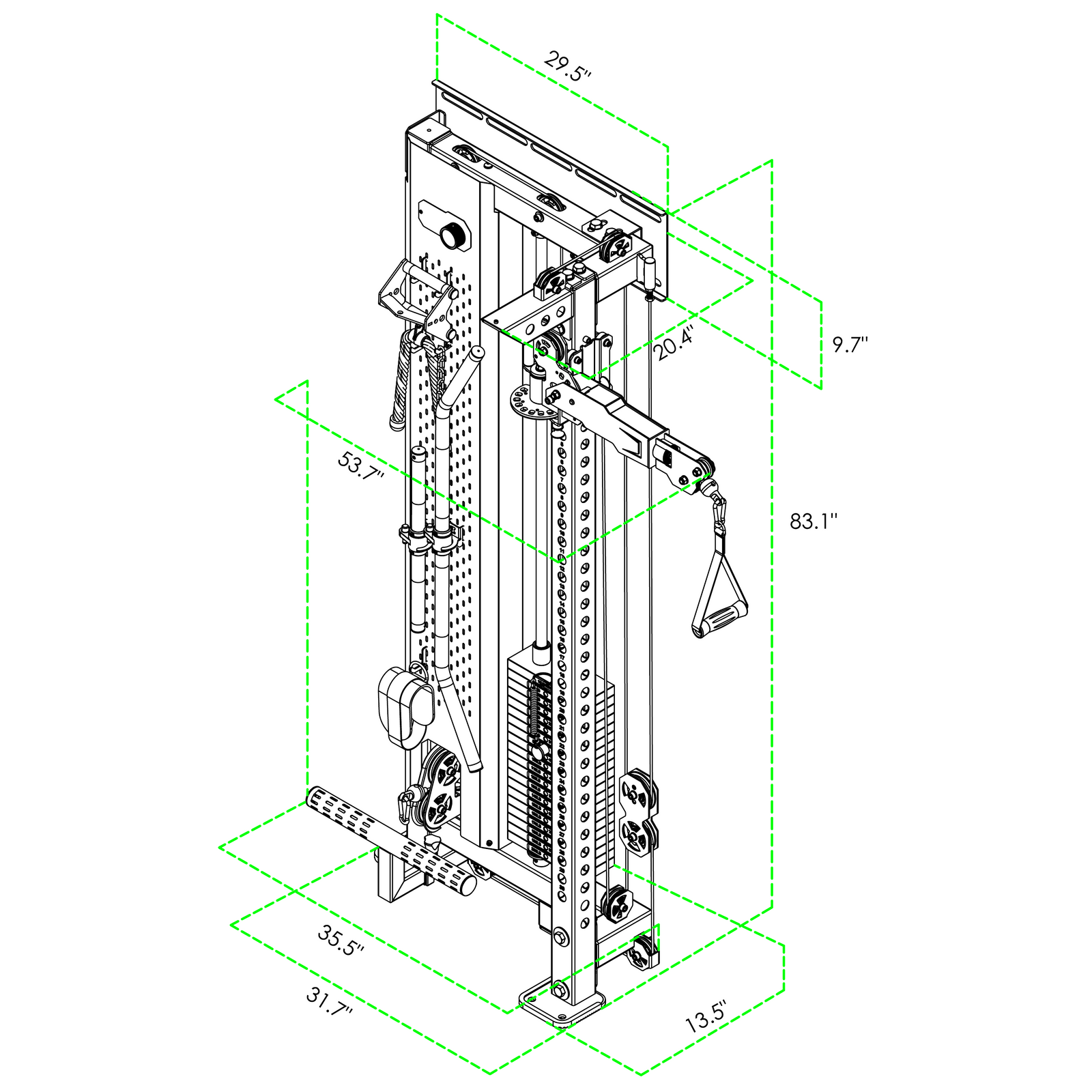 VForce Wall Mounted Lat Tower specification image