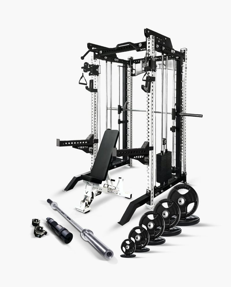 Ultimate Package II - PRO SERIES 3IN1 Ultimate Rack With Smith Machine white