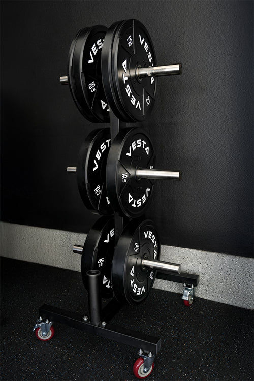 Vertical Weight Plate Tree With Two Barbell Holders Home Gym