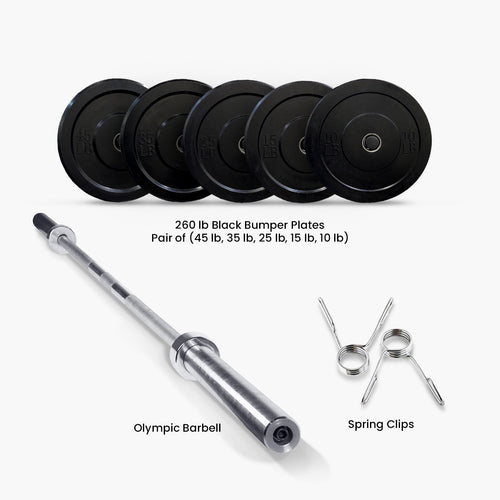 Home Gym Package Black Bumper Plates