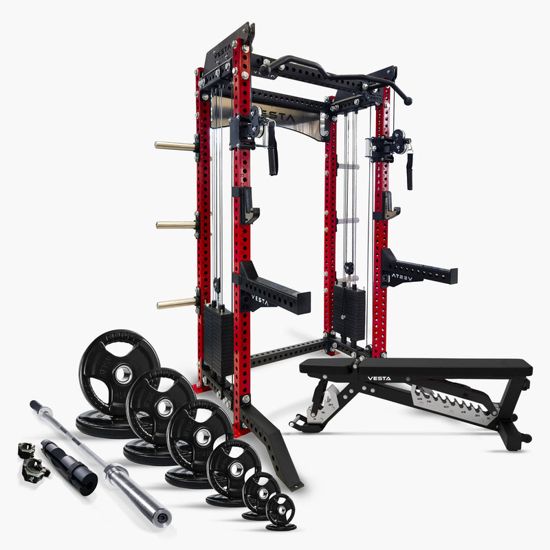 Half Rack Pro Complete Set Ultimate Package I - PRO SERIES 2IN1 Ultimate Half Rack Functional Tra ...